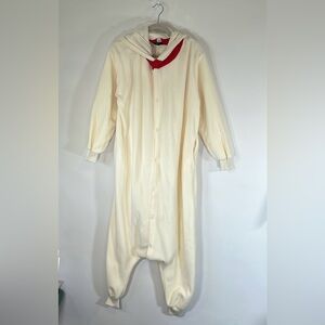 Silver Lilly Oversized Button Up Dog Hoodie Women’s Size M Cream Onesie PJs